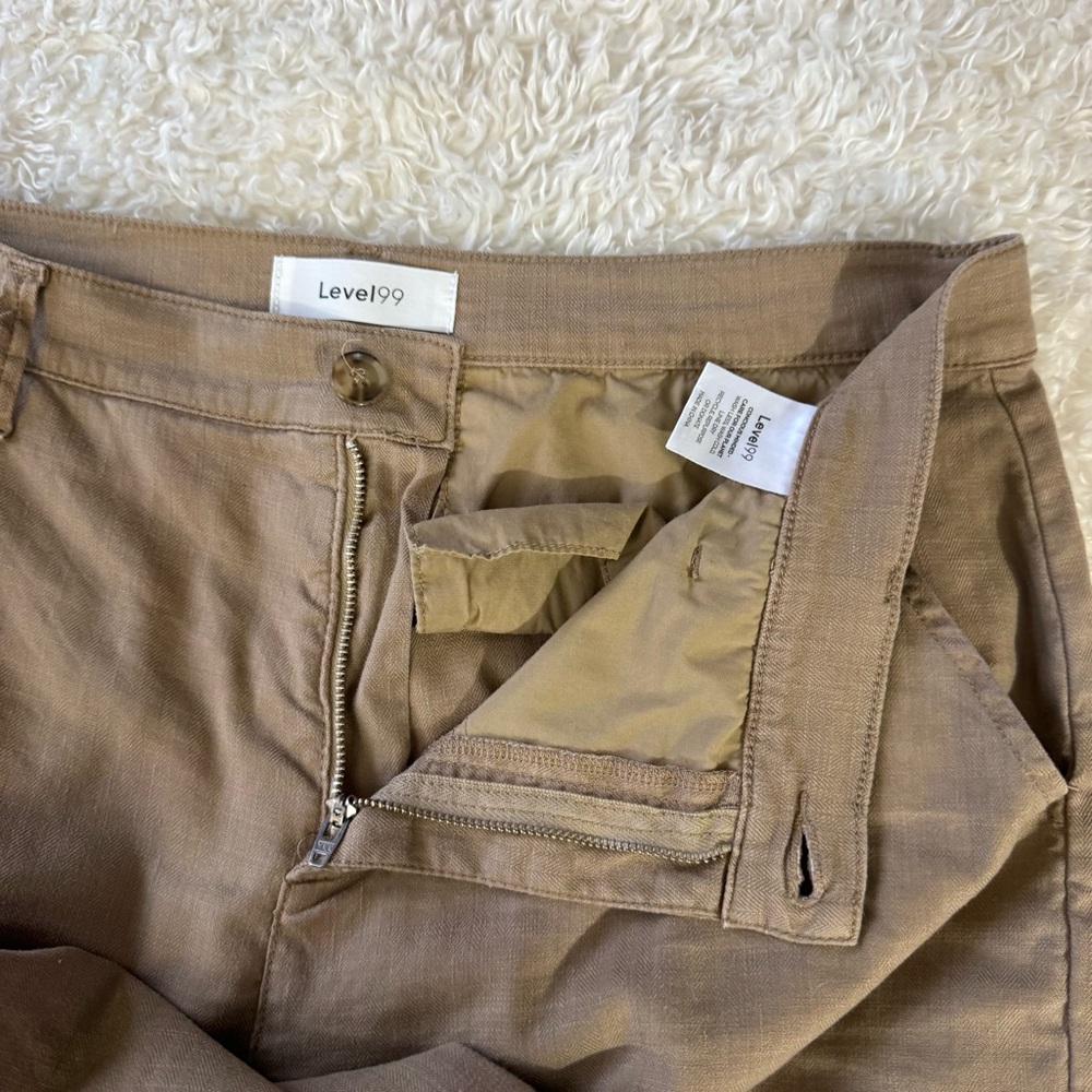 Level 99 Tallulah Wide Leg Linen lyocell Trousers Pants in Sandcastle Khaki 31 - Picture 9 of 14